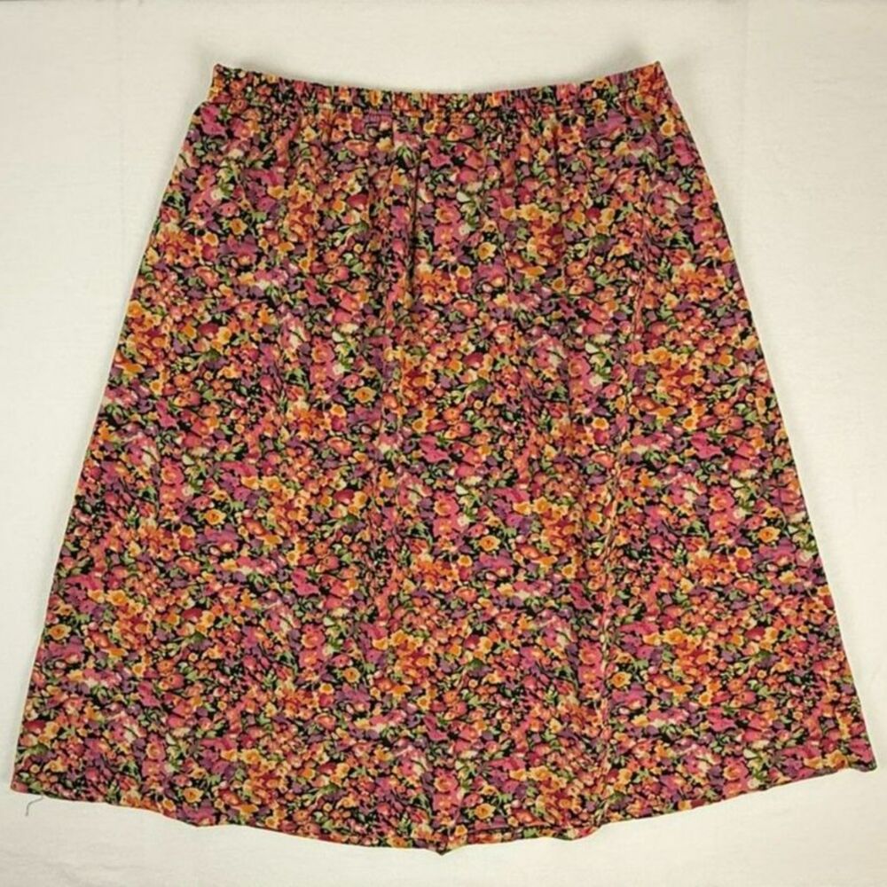 90s Nikki Floral Elastic Waist Skirt - XL